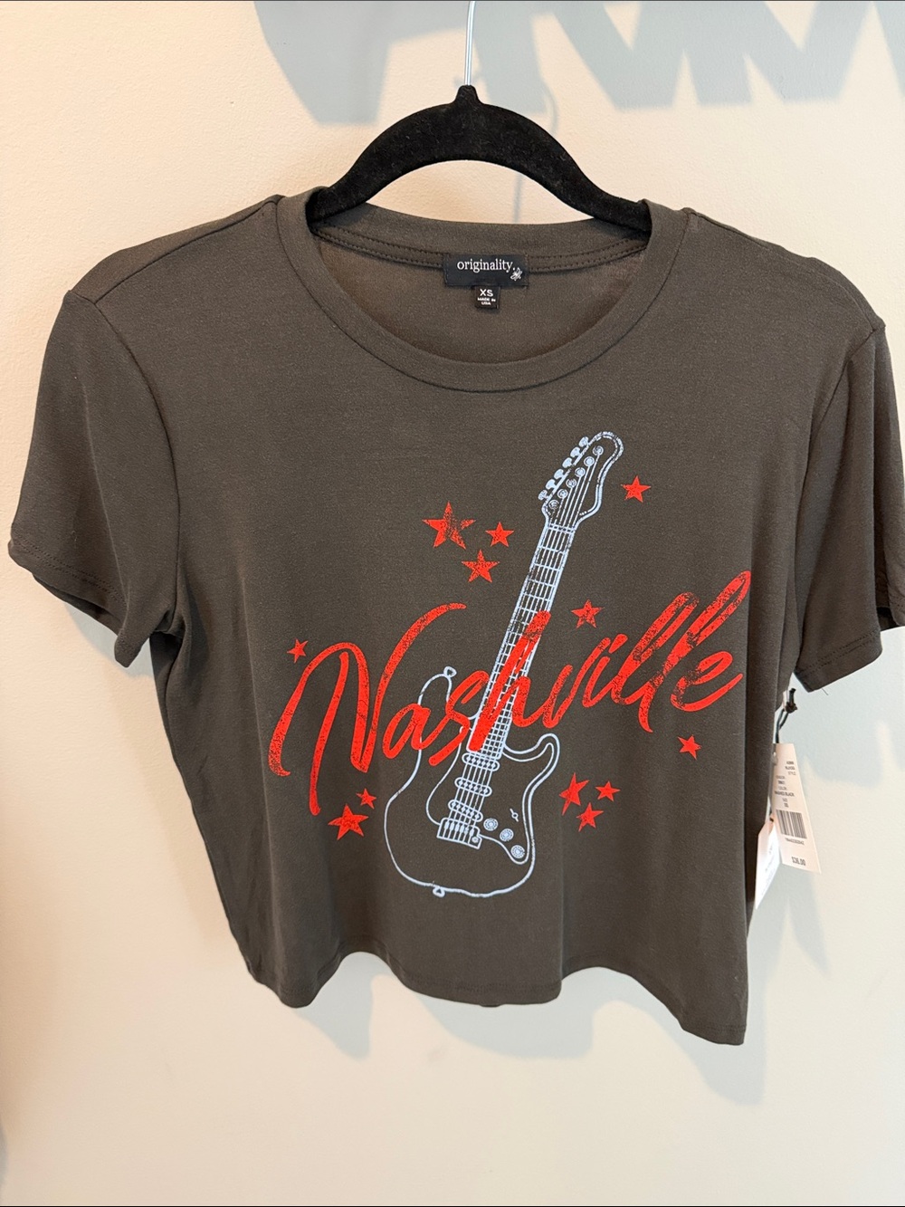 Originality Crop Top with Red Nashville Graphic